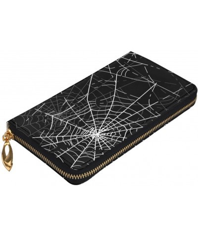 Spiders Web Leather Wallet Long Clutch Purse Fashion Wristlet Handbag For Women And Men $26.62 Wristlets