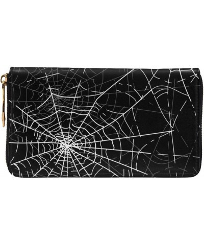 Spiders Web Leather Wallet Long Clutch Purse Fashion Wristlet Handbag For Women And Men $26.62 Wristlets