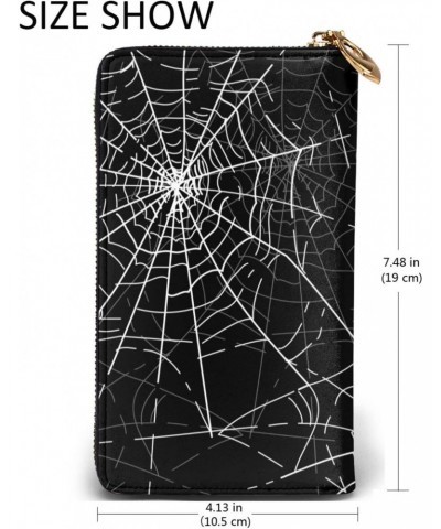 Spiders Web Leather Wallet Long Clutch Purse Fashion Wristlet Handbag For Women And Men $26.62 Wristlets