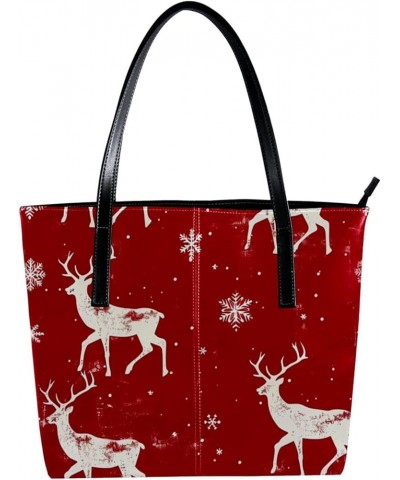 Tote Bag for Women, Large Tote Bags for Women, Tote Bag with Zipper, Christmas Elk Santa Claus Cartoon, Tote Bag for Work Des...