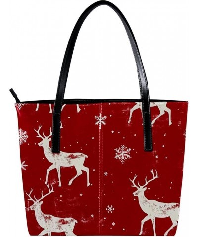 Tote Bag for Women, Large Tote Bags for Women, Tote Bag with Zipper, Christmas Elk Santa Claus Cartoon, Tote Bag for Work Des...