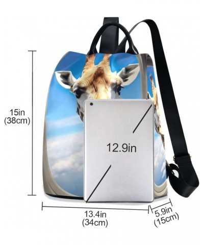 Cat on Pink Black Floor Women Backpack Purse Anti Theft Design Travel Hiking Camping Rucksack Pack Funny Giraffe Looking Insi...