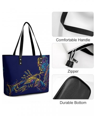 Womens Handbag Jazz Music Leather Tote Bag Top Handle Satchel Bags For Lady $19.24 Totes