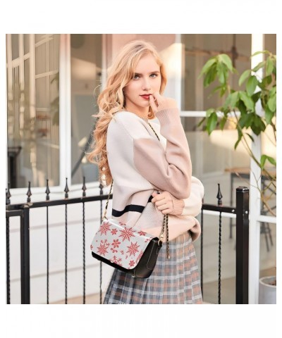 Winter Red Stars Crossbody Bags for Women Handbag Leather Purse Shoulder Bag for Work Daily Gifts $16.40 Shoulder Bags