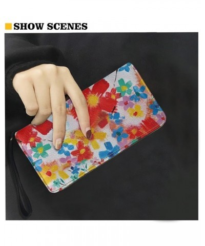 Womens Zipper Wallet, Ethnic Style PU Leather Wristlet Purse, Zip Around Card Holder Organizer Clutch Handbag Graffiti colorf...