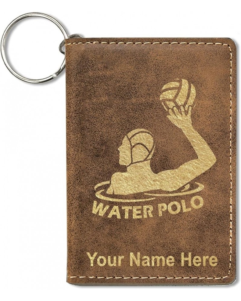 ID Holder Wallet, Water Polo Player, Personalized Engraving Included (Light Brown) Rustic $14.00 Wallets