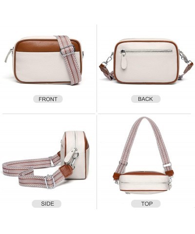 Small Crossbody Bags for Women Genuine Leather, Guitar Strap Shoulder Handbag Purse Camera Bag with Rfid Card Slots A14-beige...