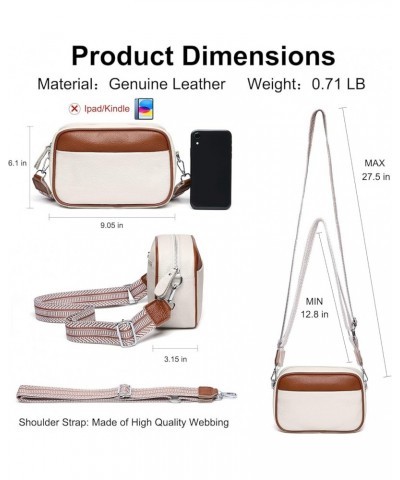 Small Crossbody Bags for Women Genuine Leather, Guitar Strap Shoulder Handbag Purse Camera Bag with Rfid Card Slots A14-beige...