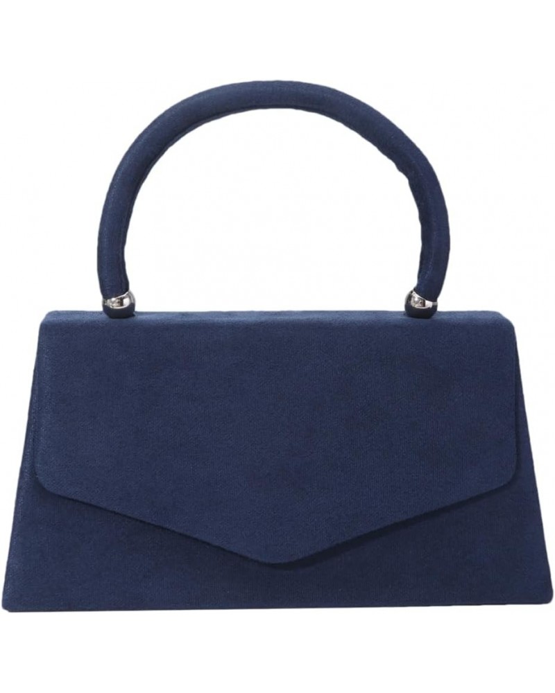 Women Suede Evening Bag Wedding Purse Cocktail Prom Handbag Formal Party Shoulder Bag Dark Blue $16.11 Evening Bags