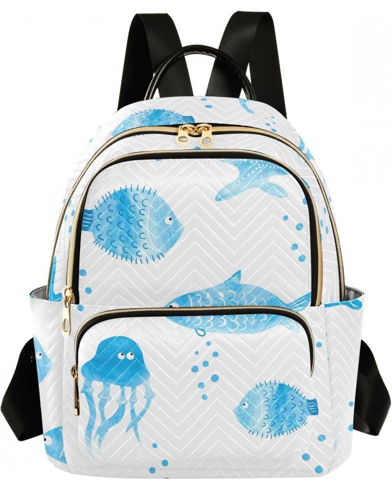 Animal Fish Jellyfish Fashion Backpack Purse for Women Multipurpose Casual Daypack with Multi Pockets & Secured Zipper Anti-T...