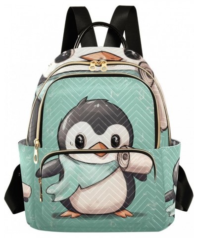 Green Roll Paper Cute Penguin Quilted Backpack Purse Ladies Backpack Purse Fashion Travel Backpack Green Roll Paper Cute Peng...