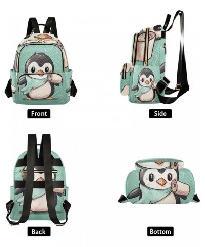 Green Roll Paper Cute Penguin Quilted Backpack Purse Ladies Backpack Purse Fashion Travel Backpack Green Roll Paper Cute Peng...