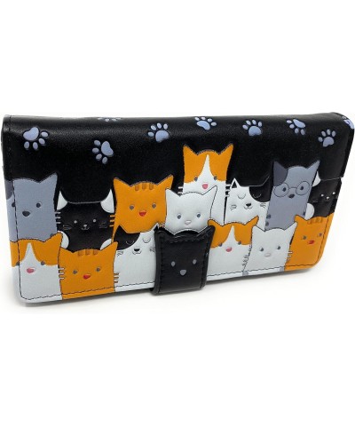 Kitty Cat Crowd Chic Large Animal Wallet for Women and Teen Girls Vegan Faux Leather Black 7 $23.62 Wallets