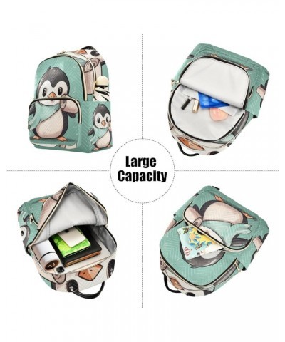 Green Roll Paper Cute Penguin Quilted Backpack Purse Ladies Backpack Purse Fashion Travel Backpack Green Roll Paper Cute Peng...