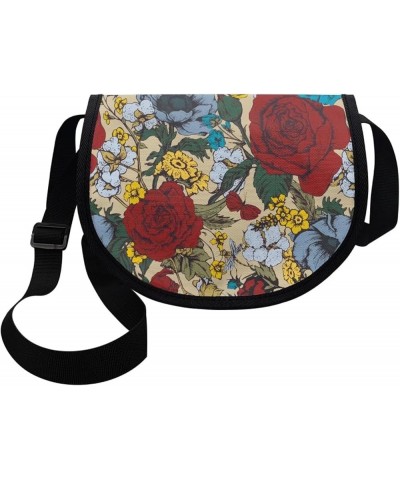 Women Crossbody Bags for Travel Trendy Funny Fruit Theme Small Casual Backpack Purse With Zipper Pocket Birthday Red Rose Flo...