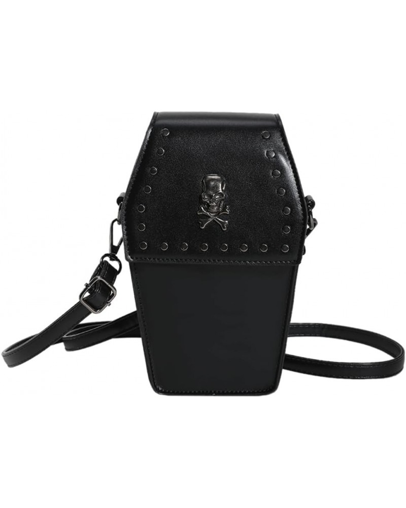 Creative PVC PU Shoulder Bag Halloween Underarm Bag Coffin Shape Phone Bag Women Crossbody Bag for Office Travel Make Style T...