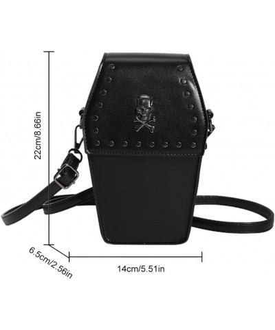 Creative PVC PU Shoulder Bag Halloween Underarm Bag Coffin Shape Phone Bag Women Crossbody Bag for Office Travel Make Style T...