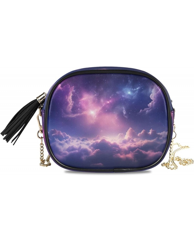 Crossbody Purse Small Crossbody Bags Shoulder Handbags Purple Bule Cloudy Two for Women $10.25 Shoulder Bags