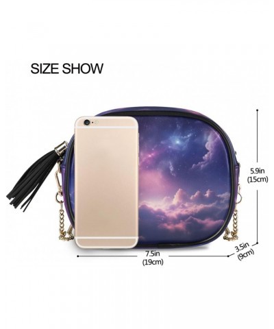 Crossbody Purse Small Crossbody Bags Shoulder Handbags Purple Bule Cloudy Two for Women $10.25 Shoulder Bags