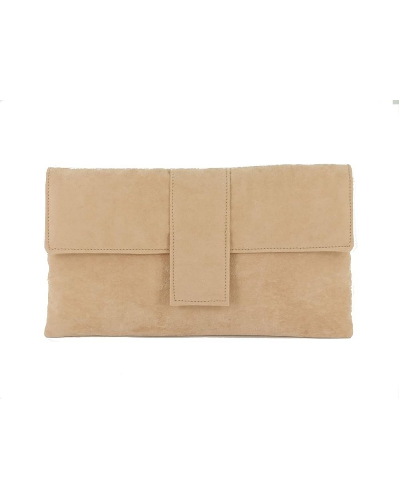 Womens Elegant Faux Suede Clutch Bag/Shoulder Bag Occasion Wedding Party Prom Bag Beige $29.63 Clutches