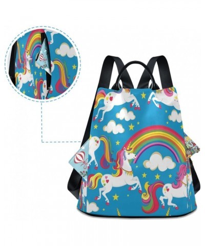 Unicorn and Rainbow2 Women Purse Backpack Anti-Theft for Fashion Bag Travel Back Pack Rucksack Shoulder Bag $18.06 Backpacks