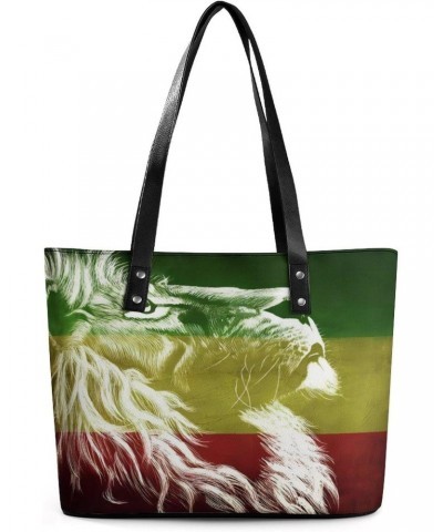 Reggae King Rasta Lion Women Tote Bags Top Handle Satchel Handbags Faux Leather Tassel Shoulder Purse $21.65 Totes