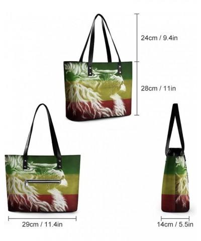 Reggae King Rasta Lion Women Tote Bags Top Handle Satchel Handbags Faux Leather Tassel Shoulder Purse $21.65 Totes