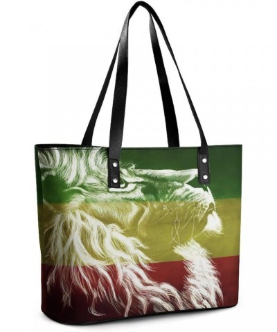 Reggae King Rasta Lion Women Tote Bags Top Handle Satchel Handbags Faux Leather Tassel Shoulder Purse $21.65 Totes