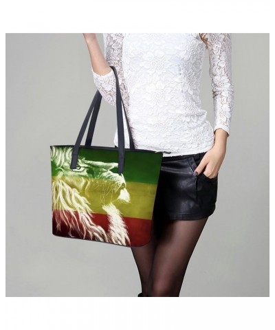 Reggae King Rasta Lion Women Tote Bags Top Handle Satchel Handbags Faux Leather Tassel Shoulder Purse $21.65 Totes