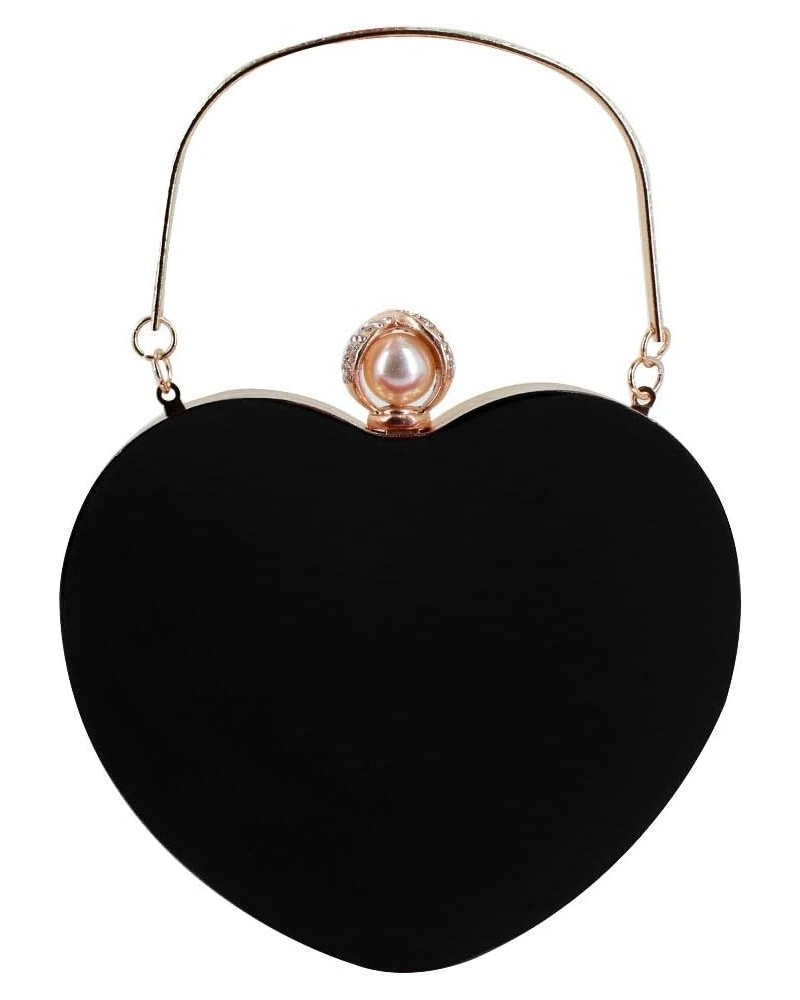 Women Heart Shaped Handbag Mini Clutch Chain Purse Chic Shoulder Bag Evening Tote (A-Black) $10.83 Evening Bags