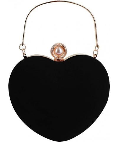 Women Heart Shaped Handbag Mini Clutch Chain Purse Chic Shoulder Bag Evening Tote (A-Black) $10.83 Evening Bags