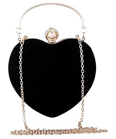 Women Heart Shaped Handbag Mini Clutch Chain Purse Chic Shoulder Bag Evening Tote (A-Black) $10.83 Evening Bags