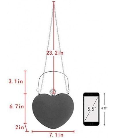 Women Heart Shaped Handbag Mini Clutch Chain Purse Chic Shoulder Bag Evening Tote (A-Black) $10.83 Evening Bags