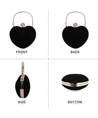 Women Heart Shaped Handbag Mini Clutch Chain Purse Chic Shoulder Bag Evening Tote (A-Black) $10.83 Evening Bags