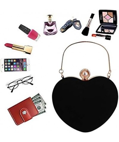 Women Heart Shaped Handbag Mini Clutch Chain Purse Chic Shoulder Bag Evening Tote (A-Black) $10.83 Evening Bags