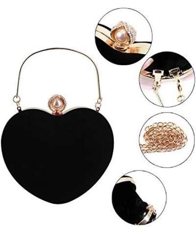 Women Heart Shaped Handbag Mini Clutch Chain Purse Chic Shoulder Bag Evening Tote (A-Black) $10.83 Evening Bags