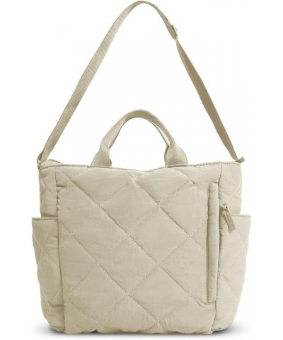 Quilted Tote Bag for Women, Puffer Hobo Handbag, Lightweight Padding Shoulder Bag, Nylon Padded Crossbody Bag Beige $20.66 Totes