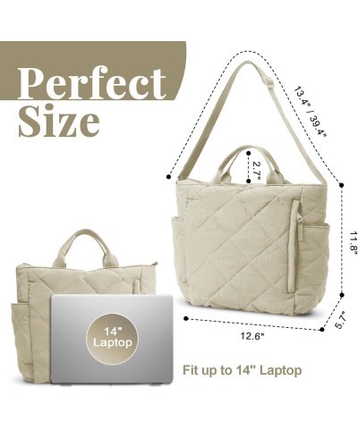 Quilted Tote Bag for Women, Puffer Hobo Handbag, Lightweight Padding Shoulder Bag, Nylon Padded Crossbody Bag Beige $20.66 Totes