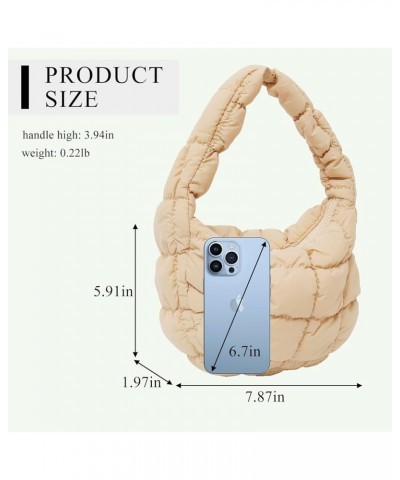 Small Quilted Tote Bag for Women, Soft Puffer Tote Bag Lightweight Designer Pleated Hobo Bags Handbag Puff Bags Khaki $8.61 T...