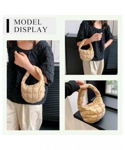 Small Quilted Tote Bag for Women, Soft Puffer Tote Bag Lightweight Designer Pleated Hobo Bags Handbag Puff Bags Khaki $8.61 T...