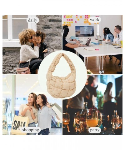 Small Quilted Tote Bag for Women, Soft Puffer Tote Bag Lightweight Designer Pleated Hobo Bags Handbag Puff Bags Khaki $8.61 T...