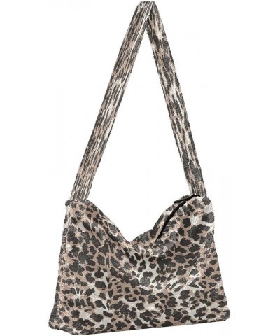 Leopard Purple Single Shoulder Bag, Fur Tote Women Bag Hobo Purse Leopard Skin Animal $9.03 Totes