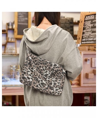 Leopard Purple Single Shoulder Bag, Fur Tote Women Bag Hobo Purse Leopard Skin Animal $9.03 Totes