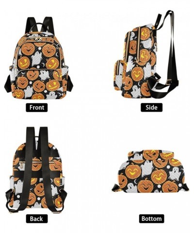 Halloween Pumpkin Ghost on Black Background Backpack Purse for Women Lightweight Back Pack Casual Daypack Travel Shoulder Bag...