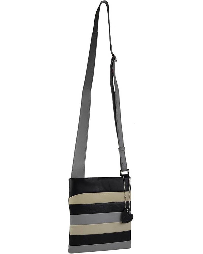 Women'S Leather Cross Body Bag Black Multi $47.52 Crossbody Bags