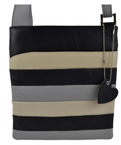 Women'S Leather Cross Body Bag Black Multi $47.52 Crossbody Bags