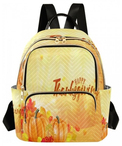 Happy Thanksgiving Maple Leaf Pumpkin Women Backpack Purse Ladies Fashion Shoulder Bag Daypack Travel Bag 10L Medium $17.15 B...