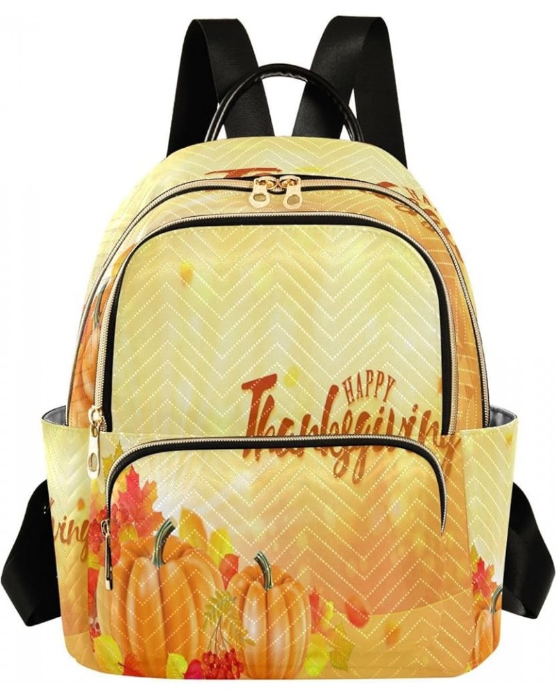 Happy Thanksgiving Maple Leaf Pumpkin Women Backpack Purse Ladies Fashion Shoulder Bag Daypack Travel Bag 10L Medium $17.15 B...