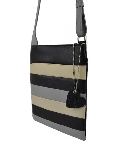 Women'S Leather Cross Body Bag Black Multi $47.52 Crossbody Bags