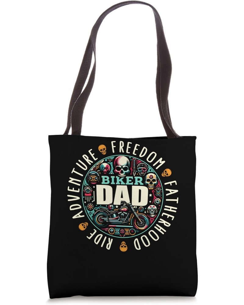 Fatherhood Biker Dad Skull Motorcycle Motor Biker Lover Dad Tote Bag $10.79 Totes